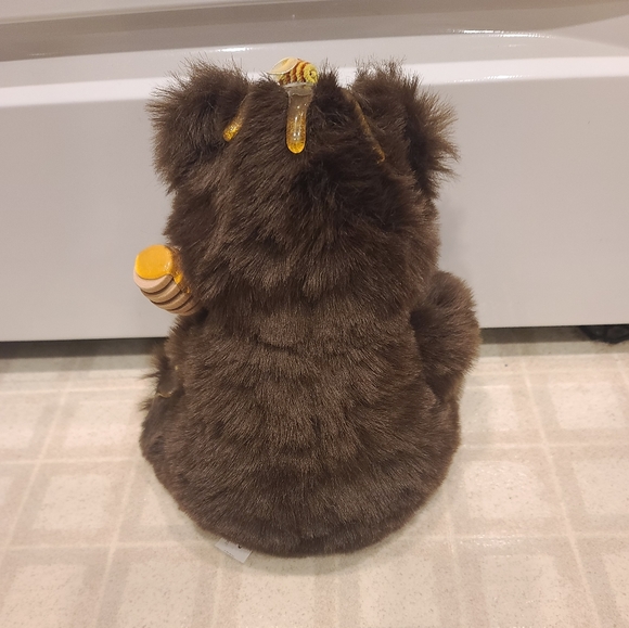 Gros Ours En Peluche Vintage Orzek - Gourmand Avec Pot De Miel Et Abeilles